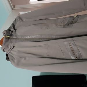 A  Via Spiga beige grayish hood coat.